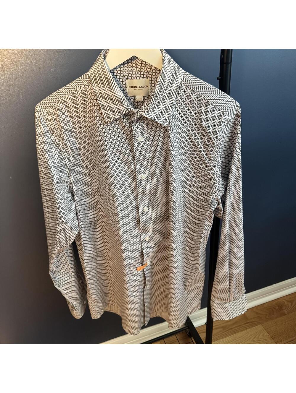 Scotch & Soda Dot Print Shirt 16.5 34/35 (Large) Cotton Stretch Cambodia